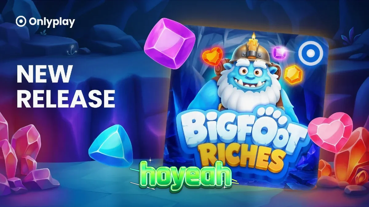 Tampilan layar permainan slot Bigfoot Riches dengan tema musim dingin dan simbol Bigfoot